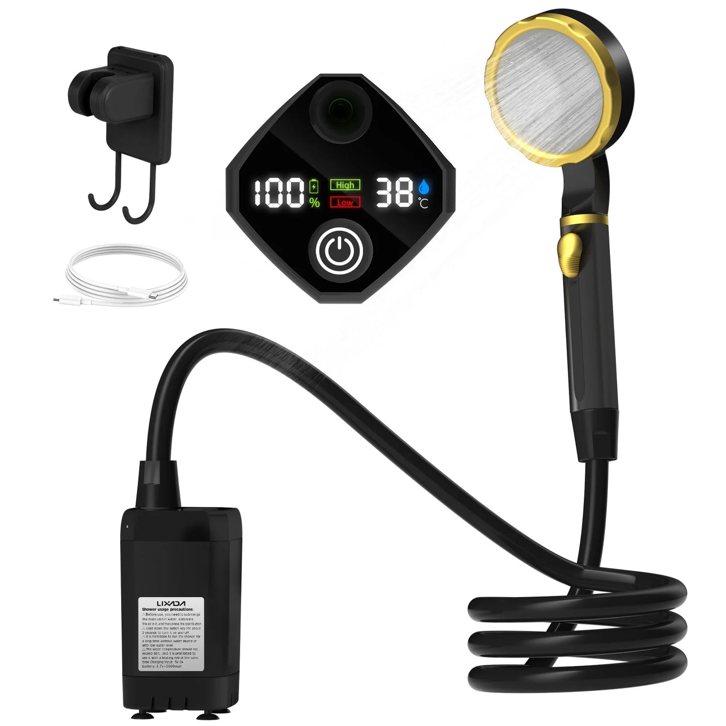 Douche de camping portable avec écran digital